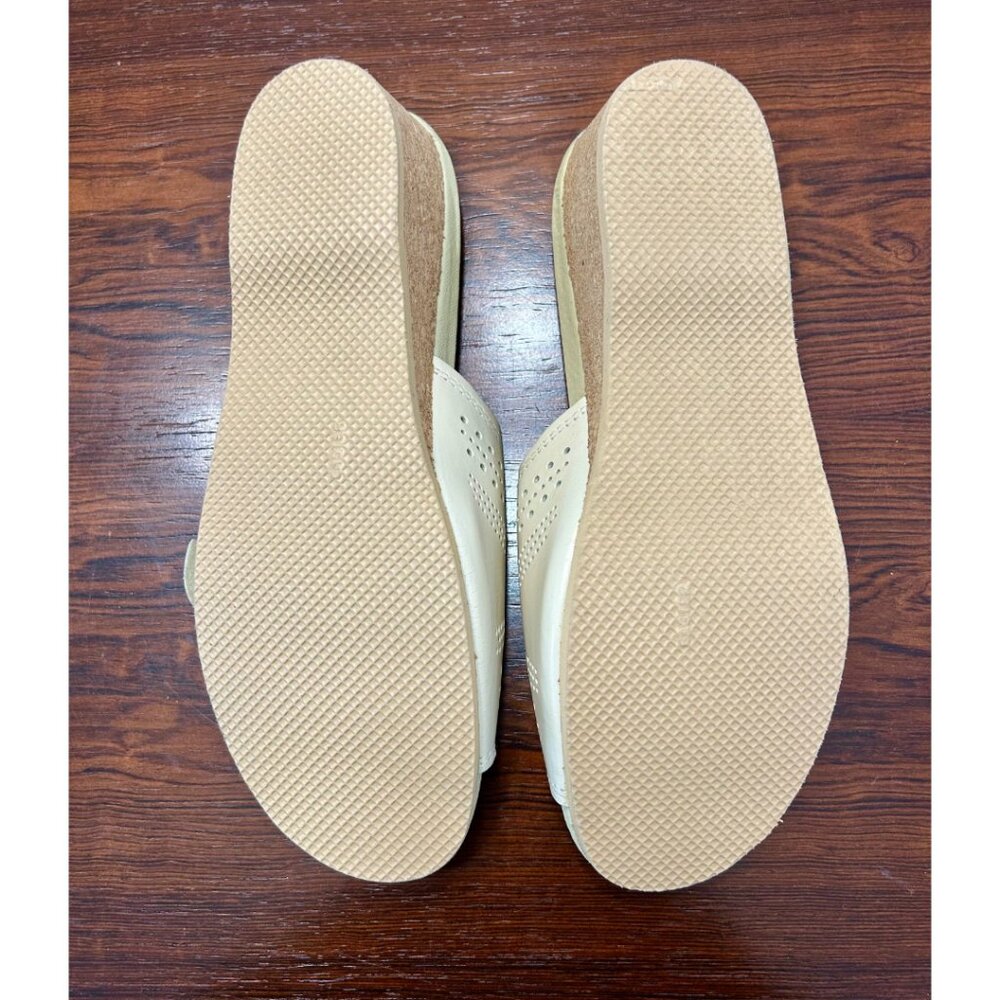 Worishofer Cream Perforated Leather Slides - Cork Wedge - Size 41 - Picture 6 of 8